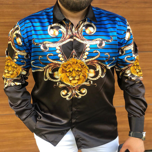 Camisa Estampada Manga Larga Slim Fit para Hombre - Image 8