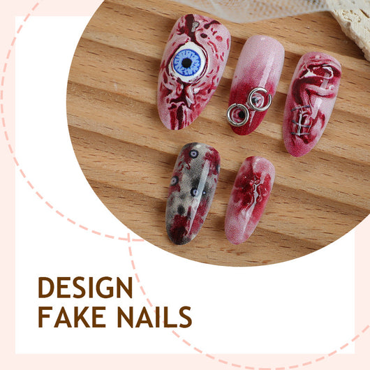 Set de 30 Uñas Postizas 3D Almendra - Efecto Estéreo Halloween - Image 11