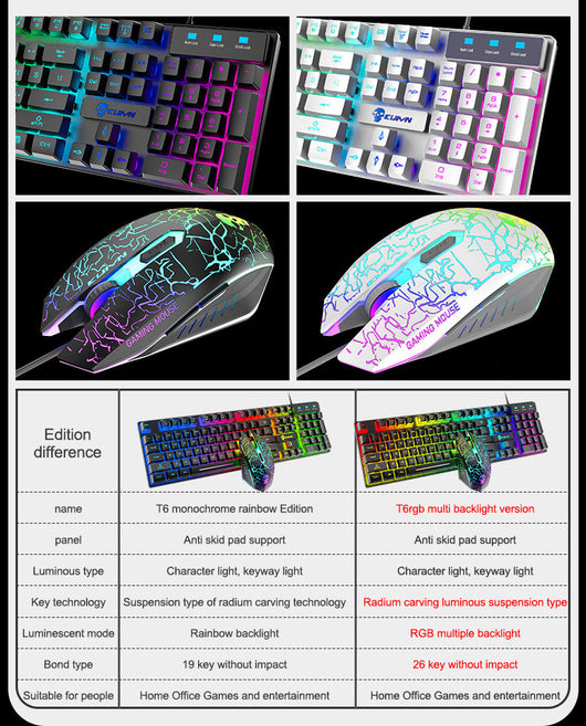 Kit Teclado y Ratón RGB Luminoso Kuiying T6 - Image 17