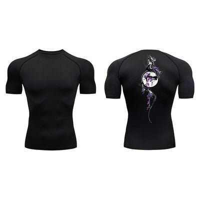 Playera de Compresión Estampado Espada Manga Corta Verano Hombre - Image 8