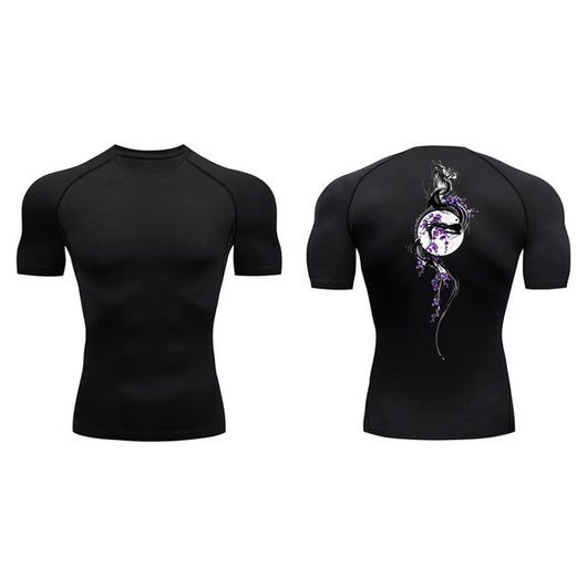 Playera de Compresión Estampado Espada Manga Corta Verano Hombre - Image 8