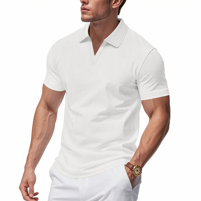 Polo Deportivo Hombre Cuello V Tejido Waffle Manga Corta Suelta - Image 34