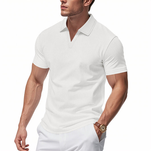 Polo Deportivo Hombre Cuello V Tejido Waffle Manga Corta Suelta - Image 34