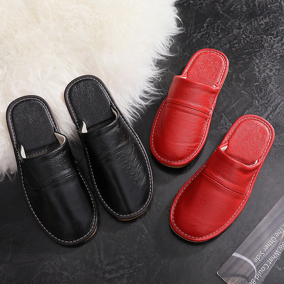Pantuflas de Cuero Baotou Premium para Mujer - Comodidad Silenciosa Primavera/Otoño