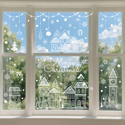 Pegatinas de Copos de Nieve Navideñas para Ventanas - Decoraciones Reutilizables - Image 9