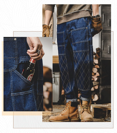 Pantalones Vaqueros Retro Holgados para Hombre con Costuras Brillantes - Image 17