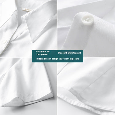 Blusa Blanca Manga Corta Cuello V para Trabajo - Image 3