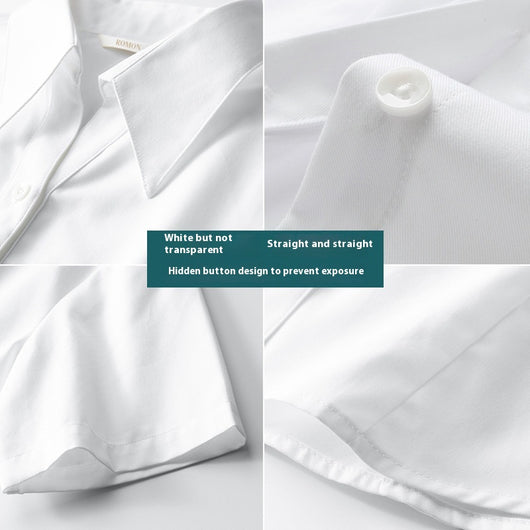 Blusa Blanca Manga Corta Cuello V para Trabajo - Image 3