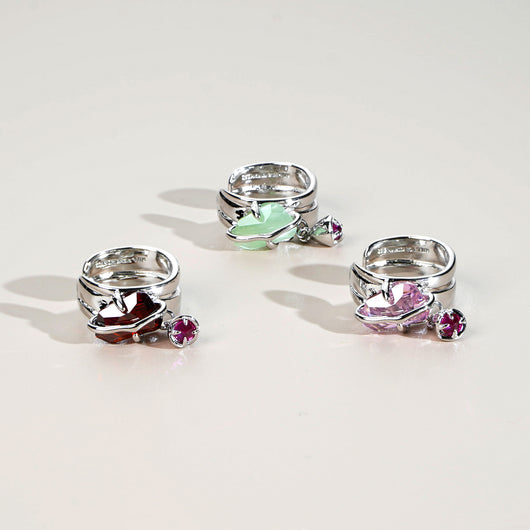Aretes Flor de Durazno en Cristal - Sin Perforación - Image 6