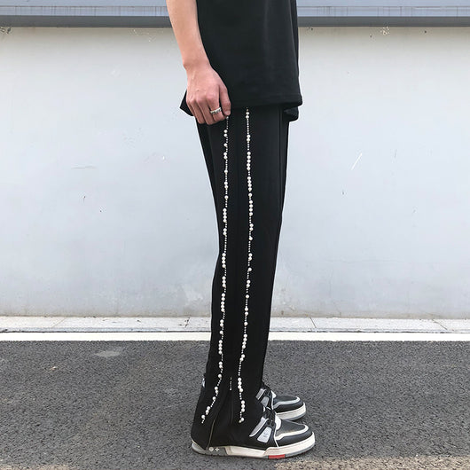 Pantalones Acampanados Diamond Tide con Cierre Lateral - Estilo Hip-Hop Unisex - Image 9