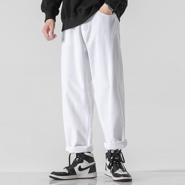 Pantalones Rectos Holgados de Color Sólido Estilo Retro