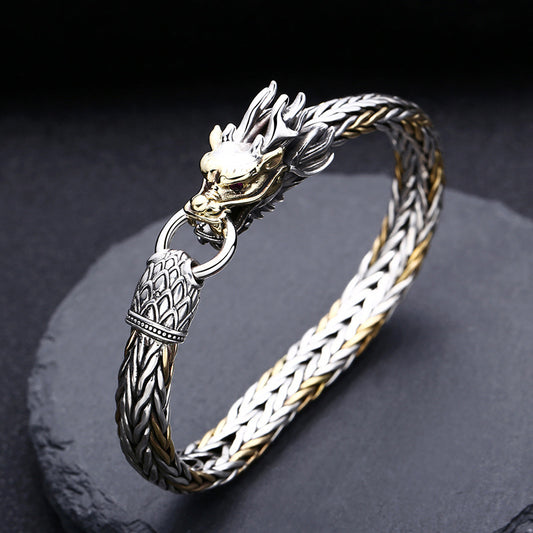 Pulsera Tejida Plata 925 Diseño Grifo Grosor Premium