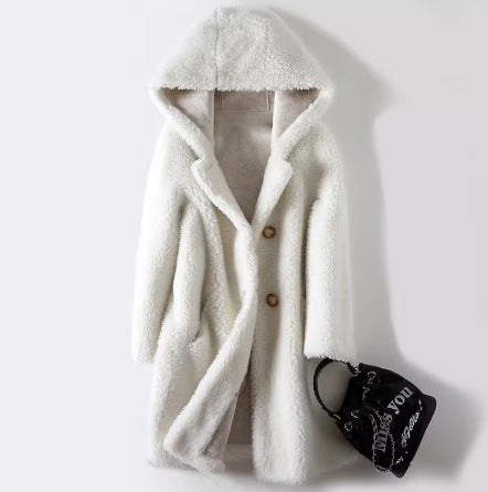 Abrigo Largo con Capucha en Cuero Sintético y Peluche - Image 12