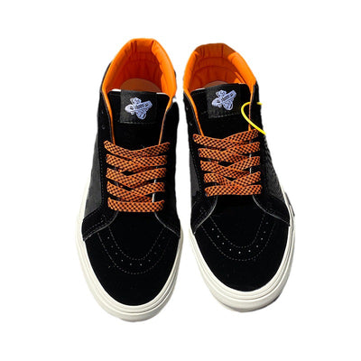 Zapatos Universitarios Hombre Lona Cuadros Negro Naranja Caña Media - Image 5