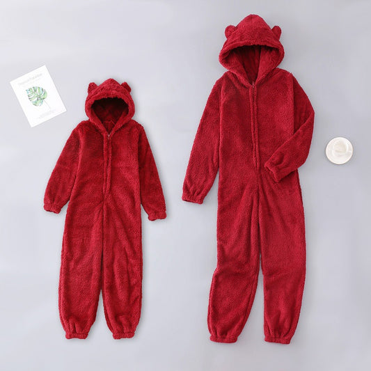 Pijama Enterizo Familiar de Lana Gruesa con Capucha - Image 2