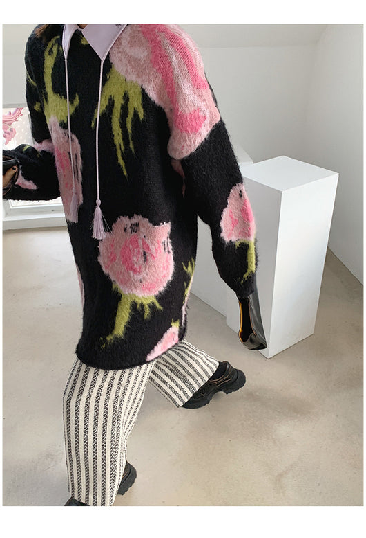 Suéter Tejido Retro Jacquard Largo Invierno - Estilo Relajado - Image 20