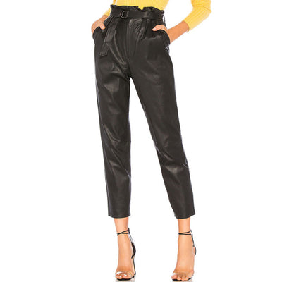 Pantalones Tipo Cuero Sintético Cintura Alta para Mujer - Image 3
