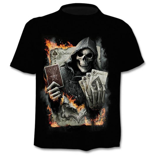 Playera Calavera Impresión 3D Digital Manga Corta Trendy - Image 9