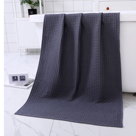 Toalla de Baño de Algodón Puro Textura Waffle - Súper Absorbente y Secado Rápido