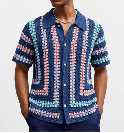 Cardigan Hueco de Manga Corta para Hombre - Tejido Soluble en Agua - Image 8