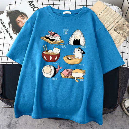Playera Gato Sushi Estilo Cartoon para Hombre - Image 10