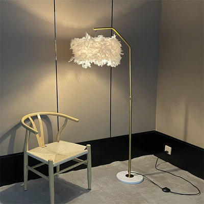 Lámpara de Pie Mármol y Pluma Creativa para Sala de Estar - Image 7
