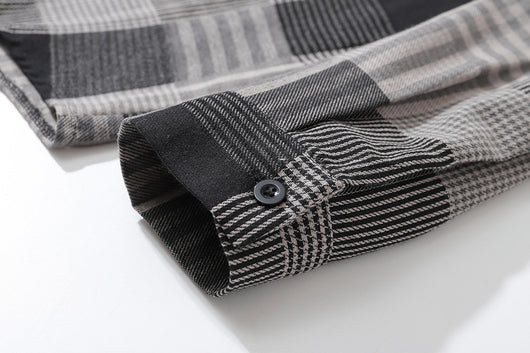 Camisa Retro a Cuadros Suelta de Manga Larga para Hombre - Image 13