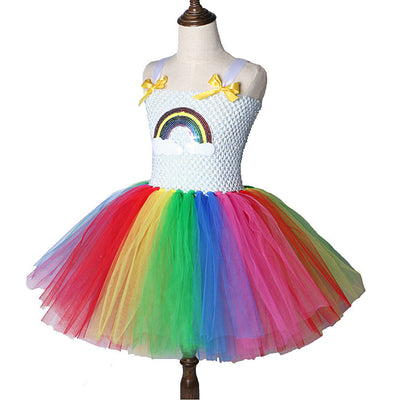 Vestido Princesa Arcoíris de Tul Brillante para Niñas
