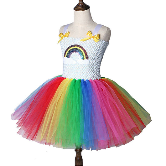 Vestido Princesa Arcoíris de Tul Brillante para Niñas
