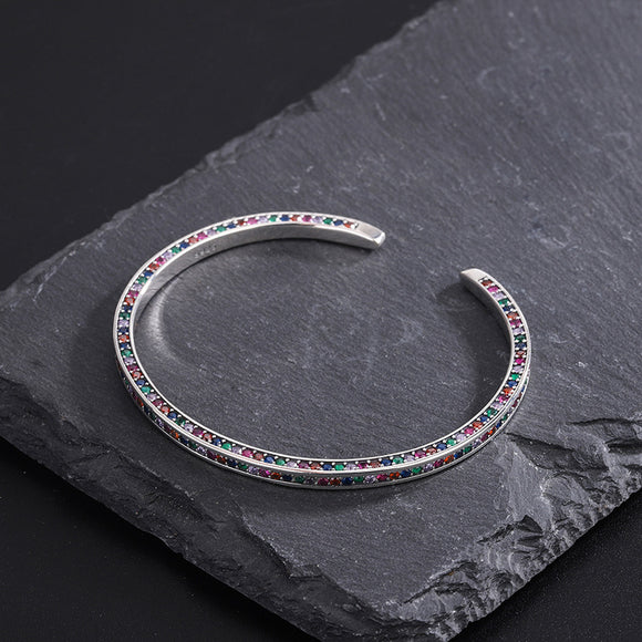 Pulsera de Plata 925 con Zirconia Arcoíris - Diseño Minimalista Luxury