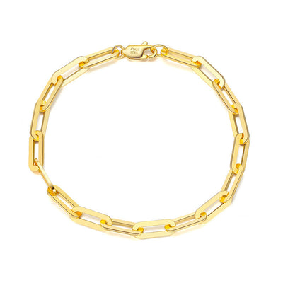Pulsera Cadena Cuadrada Estilo Paperclip Chapada en Oro 14K - Diseño Ins Personalidad - Image 7