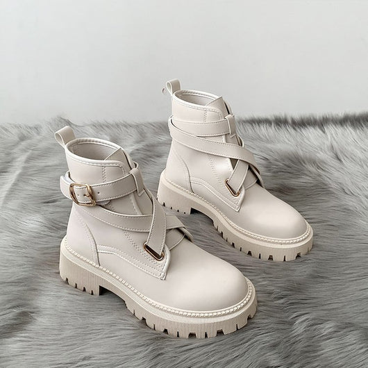 Botas Cortas Casuales de Suela Gruesa con Plataforma Elevada