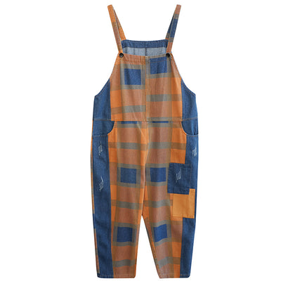 Overol Denim a Cuadros con Estampado Literario Vintage - Image 6