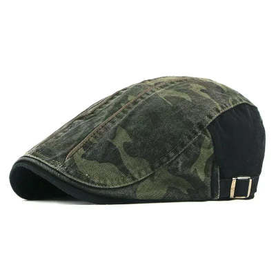 Boina de Algodón Lavado Camuflaje con Visera Plana para Hombre - Image 9