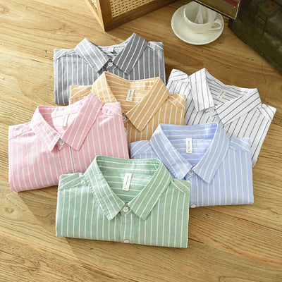 Camisa Oxford Casual de Rayas para Hombre - Corte Relajado y Manga Larga - Image 3