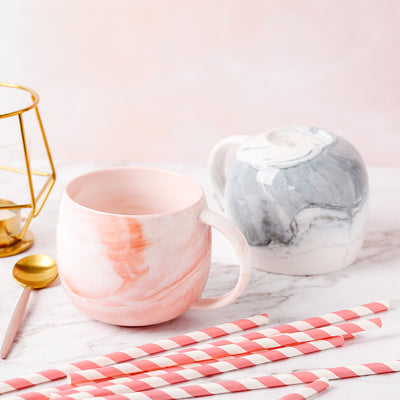 Taza de Cerámica Marmolada para Parejas - Desayuno Elegante en Casa