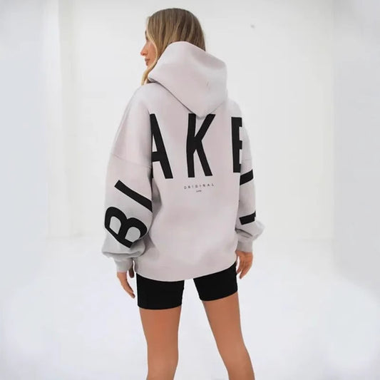 Sudadera Estampada Gruesa Oversize de Manga Larga Versátil