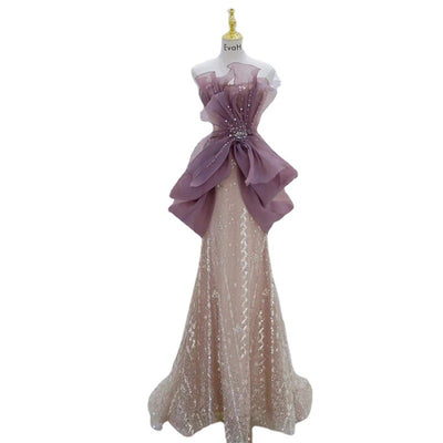 Vestido de Noche Champagne Lujo con Pedrería - Image 3