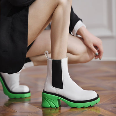 Botas Martin de Tacón Grueso Estilo Casual con Malla - Diseño Trendy - Image 4