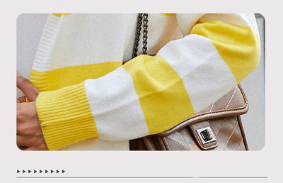 Cardigan Tejido Mujer a Rayas con Contraste de Colores - Image 17