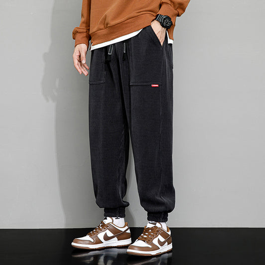 Pantalones Deportivos Anchos de Pana Pesada para Hombre - Image 2