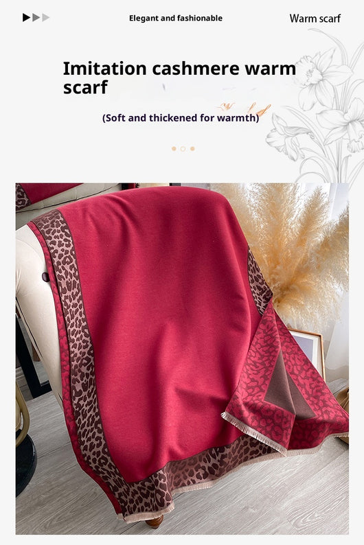 Bufanda Estampado Leopardo de Cachemira Artificial Elegante para Mujer - Image 17