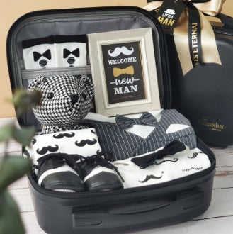 Conjunto Elegante Pequeño Caballero - Caja de Regalo Premium Negro y Oro
