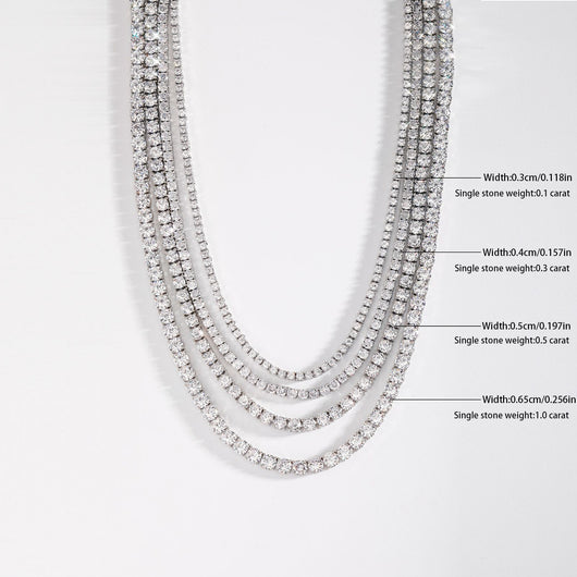 Collar Largo Río de Estrellas en Plata 925 con Moissanita Doble - Image 11