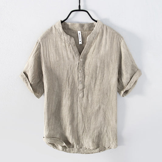 Blusa de Lino Retro Colores Sólidos