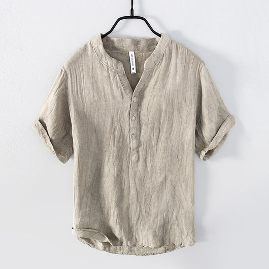 Blusa de Lino Retro Colores Sólidos