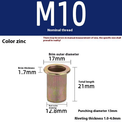 Tuerca Remachable Cabeza Plana Zinc Plateado - Image 12