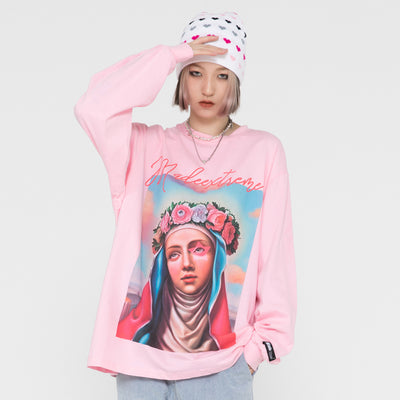 Camiseta Manga Larga Retro con Estampado de Retrato - Estilo Urbano Europeo