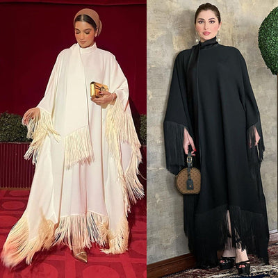 Vestido de Moda Elegante con Mangas Tipo Murciélago y Detalles de Borlas - Image 4