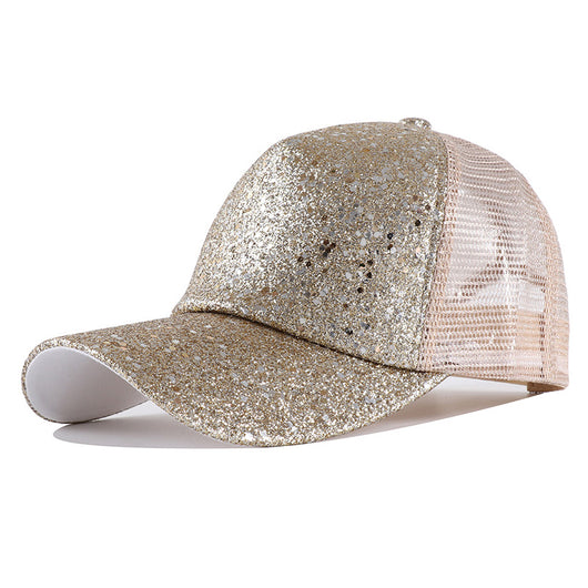 Gorra de Béisbol Fluorescente con Lentejuelas y Protección Solar